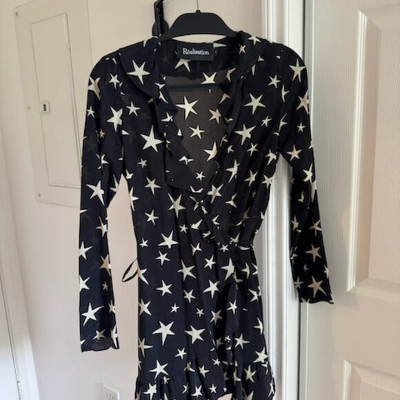 RÉALISATION PAR The Alexandra Star Struck Ruffle Stars Wrap Dress S - Picture 6 of 9